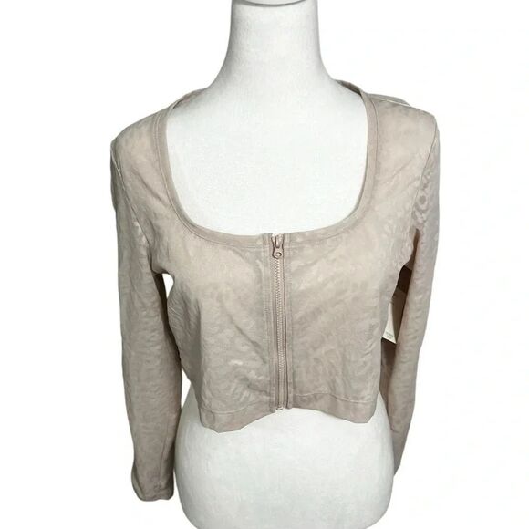 Victoria's Secret Zip Up Crop Top Light Pink leopard large - Picture 9 of 12